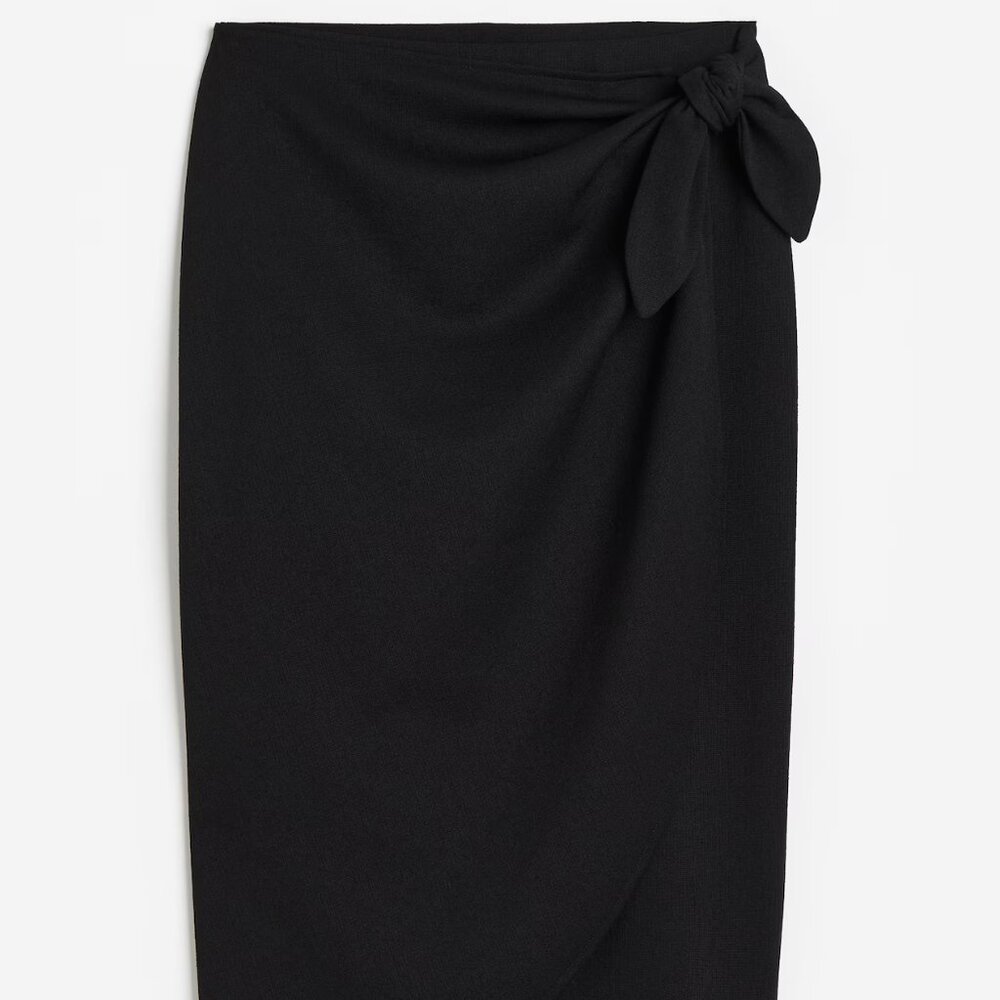 H&M Black Jersey Wrap Skirt/NWT/XS - Picture 1 of 13